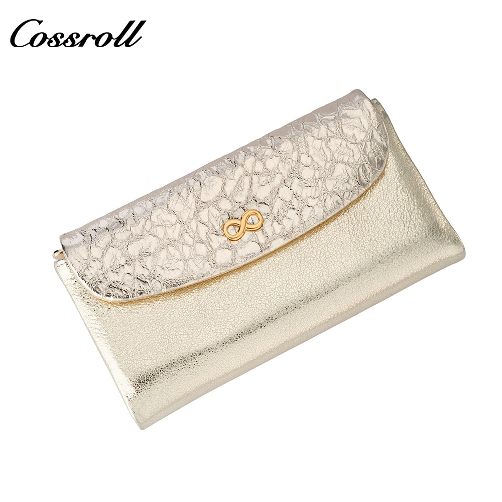 Cross Border Long Leather Wallet Head Layer Cowhide Women's Premium Feeling Glossy Clutch New Wallet Ladies Long Clip