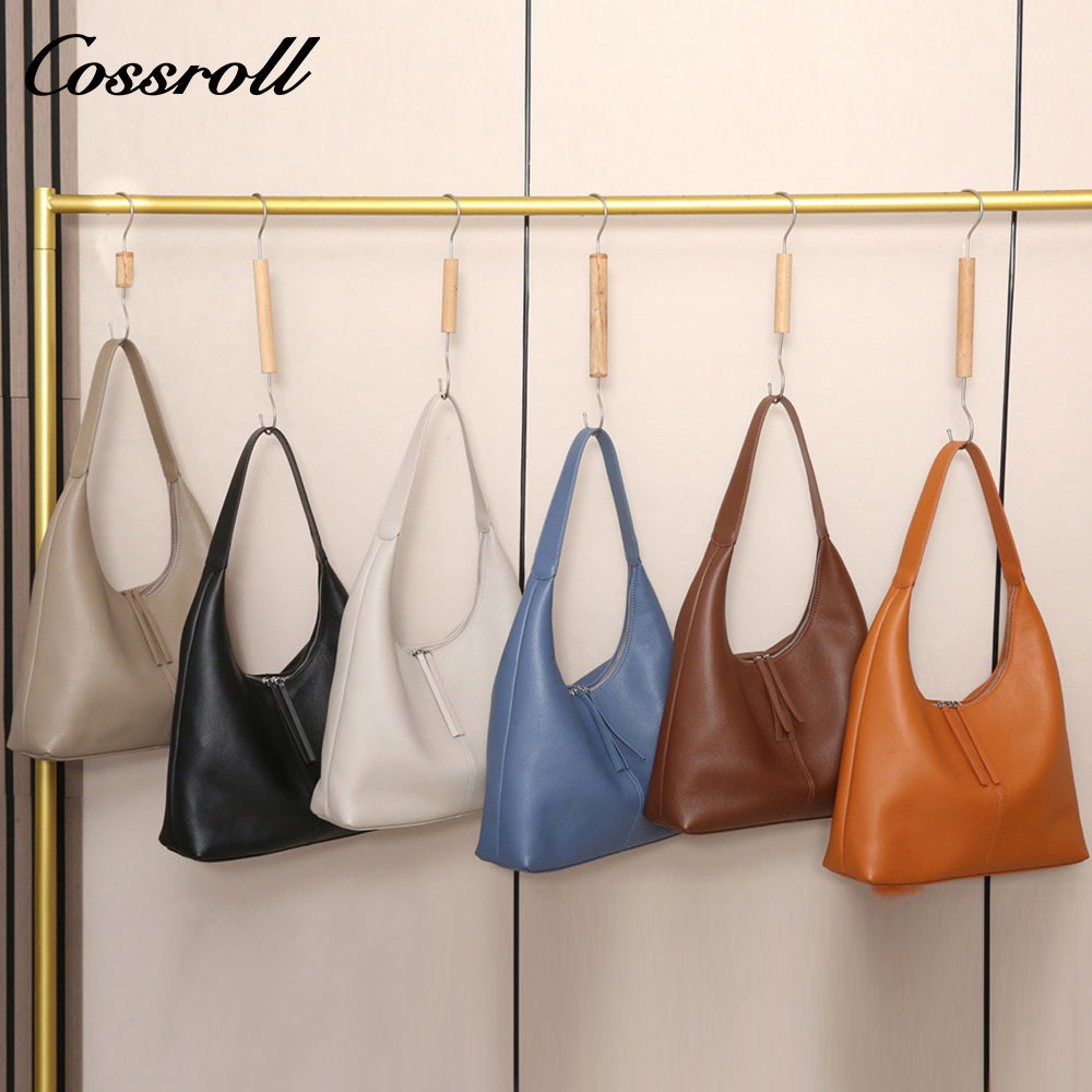 Top-grain leather women's shoulder bag, large-capacity crossbody tote