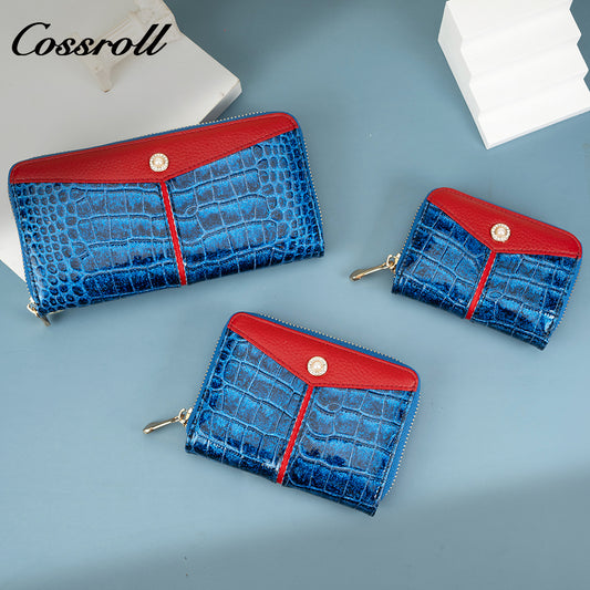 Most Selling Products cowhide wallet crocodile texture patent leather