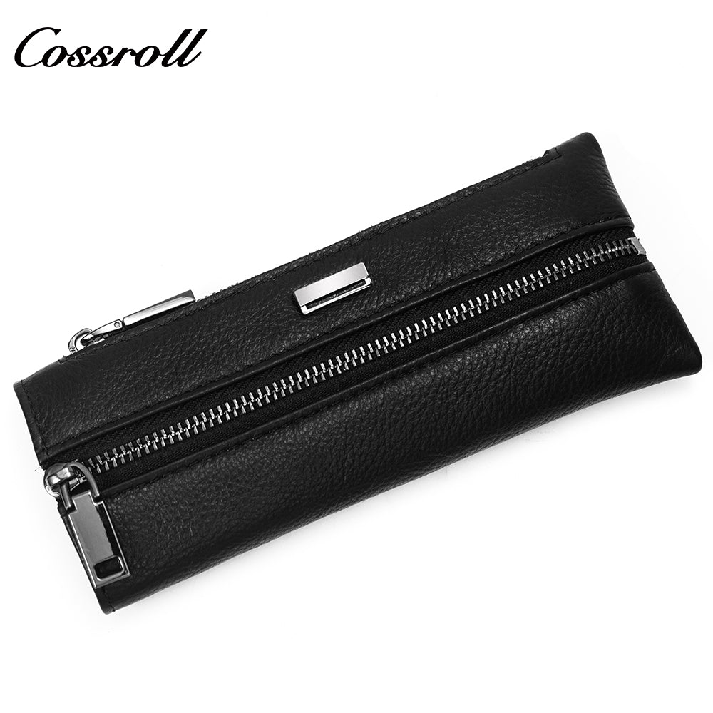 2024 New Genuine Leather Men's Wallet Long Zipper Key Bag Clutch Cowhide Clutch Bag Wallet Best Selling