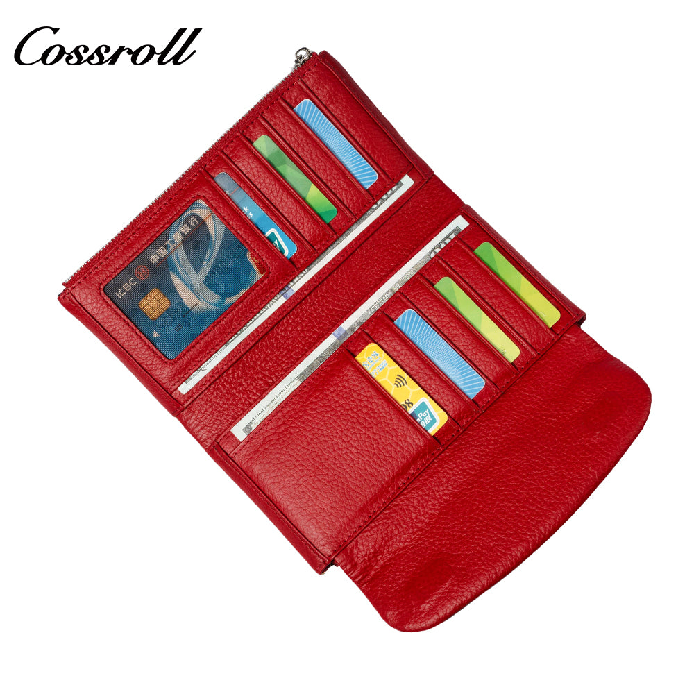 Most Popular best brand leather long wallet female Genuine Leather