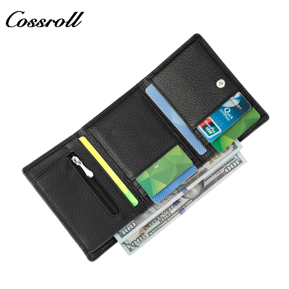 Factory direct foreign trade hot short men's leather wallet lychee grain coin purse