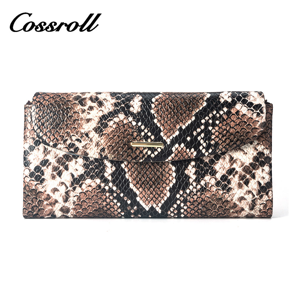 Factory direct sales of high quality luxury leather women python textured leather