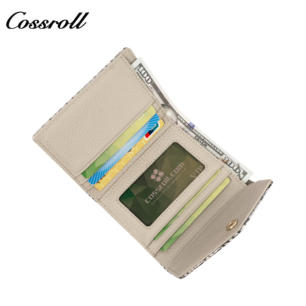 Fashion serpentine leather folding short small purse temperament 2024 new soft cowhide money clip big money clip