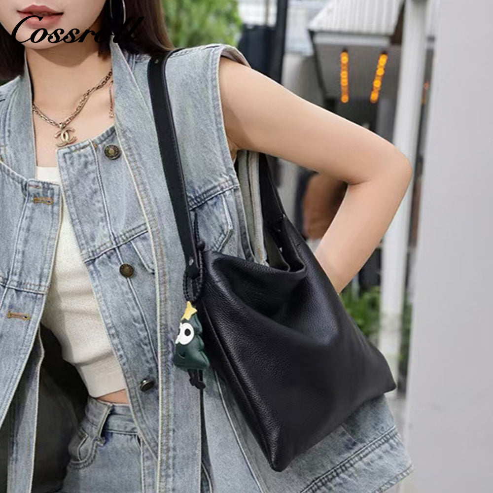 Light Soft head layer cowhide totebag 2025 new minimalist niche leather women's bag commuter shoulder