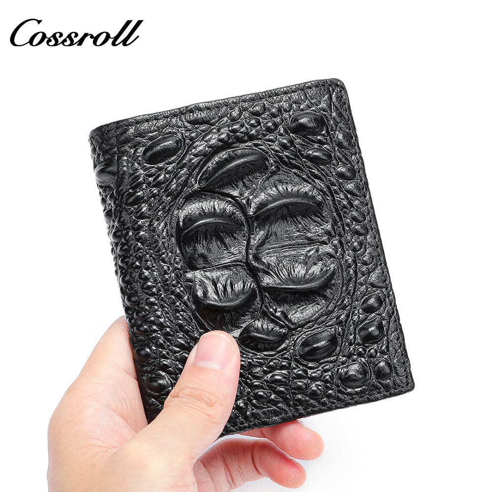 Crocodile Men's Wallet Handmade Genuine Crocodile Print Money Clip Business Large Capacity Leather Wallet