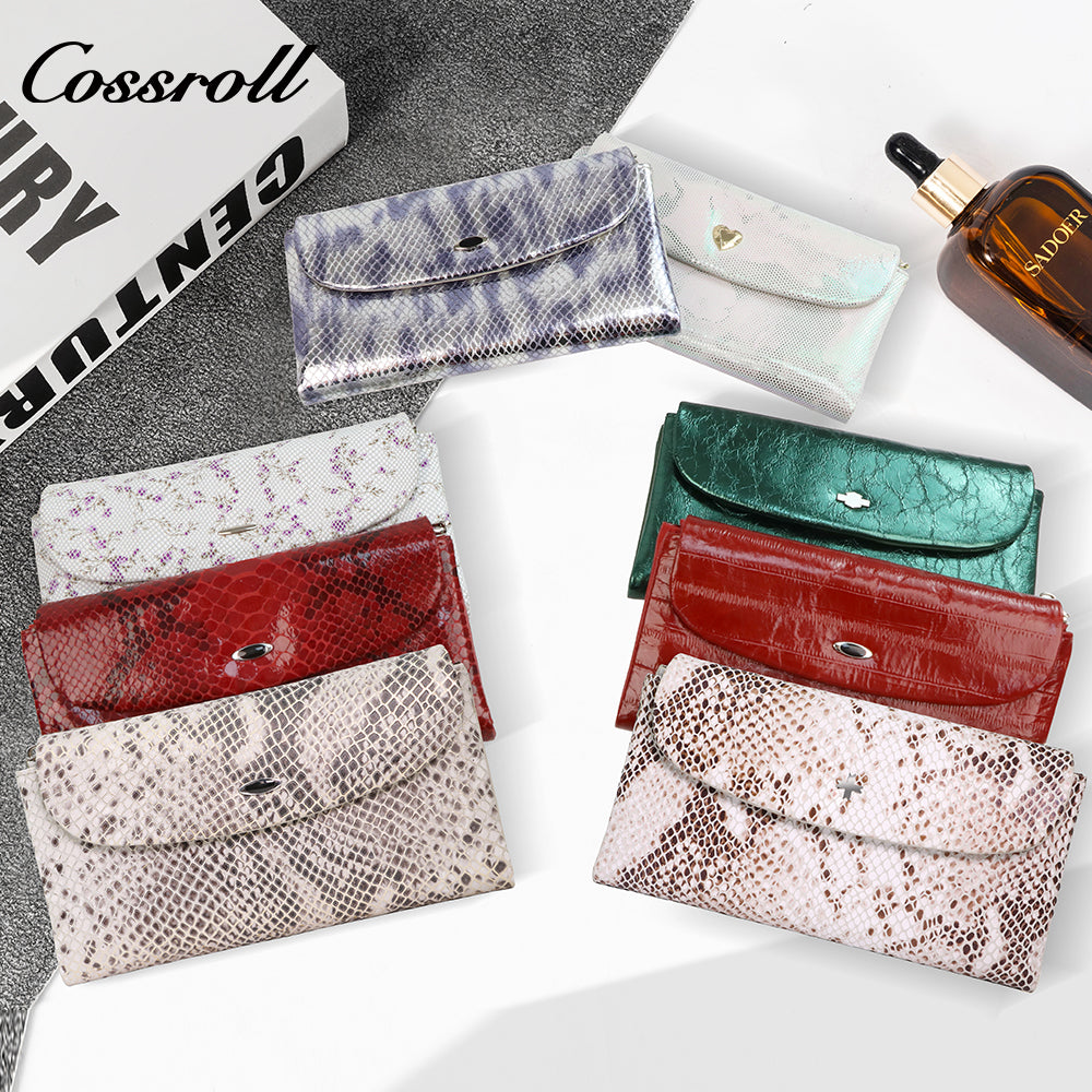 Long women's wallet snake hit color niche texture new cross-border Europe and the United States practical design money clip