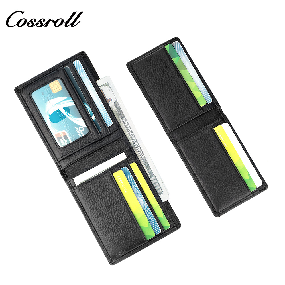 Cross-border men's short leather wallet horizontal wallet classic black head layer cowhide leisure