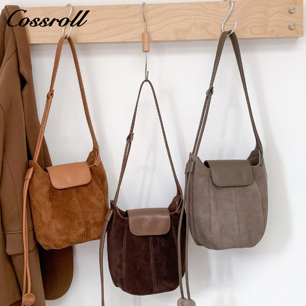 Suede Bucket Bag for Women, High-End Niche Design, Single Shoulder Underarm Crossbody Bag