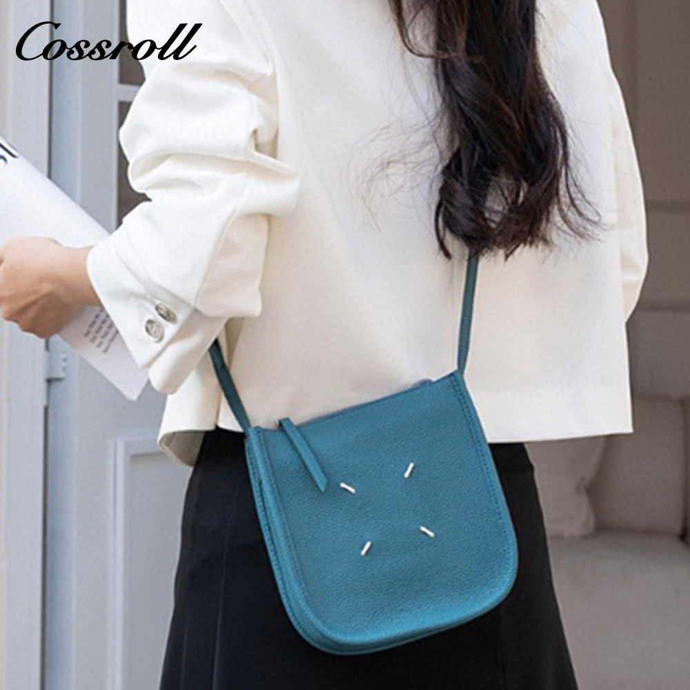 Head layer TOGO cowhide small square bag personality leisure senior texture leather crossbody bag niche hundred with cell phone bag