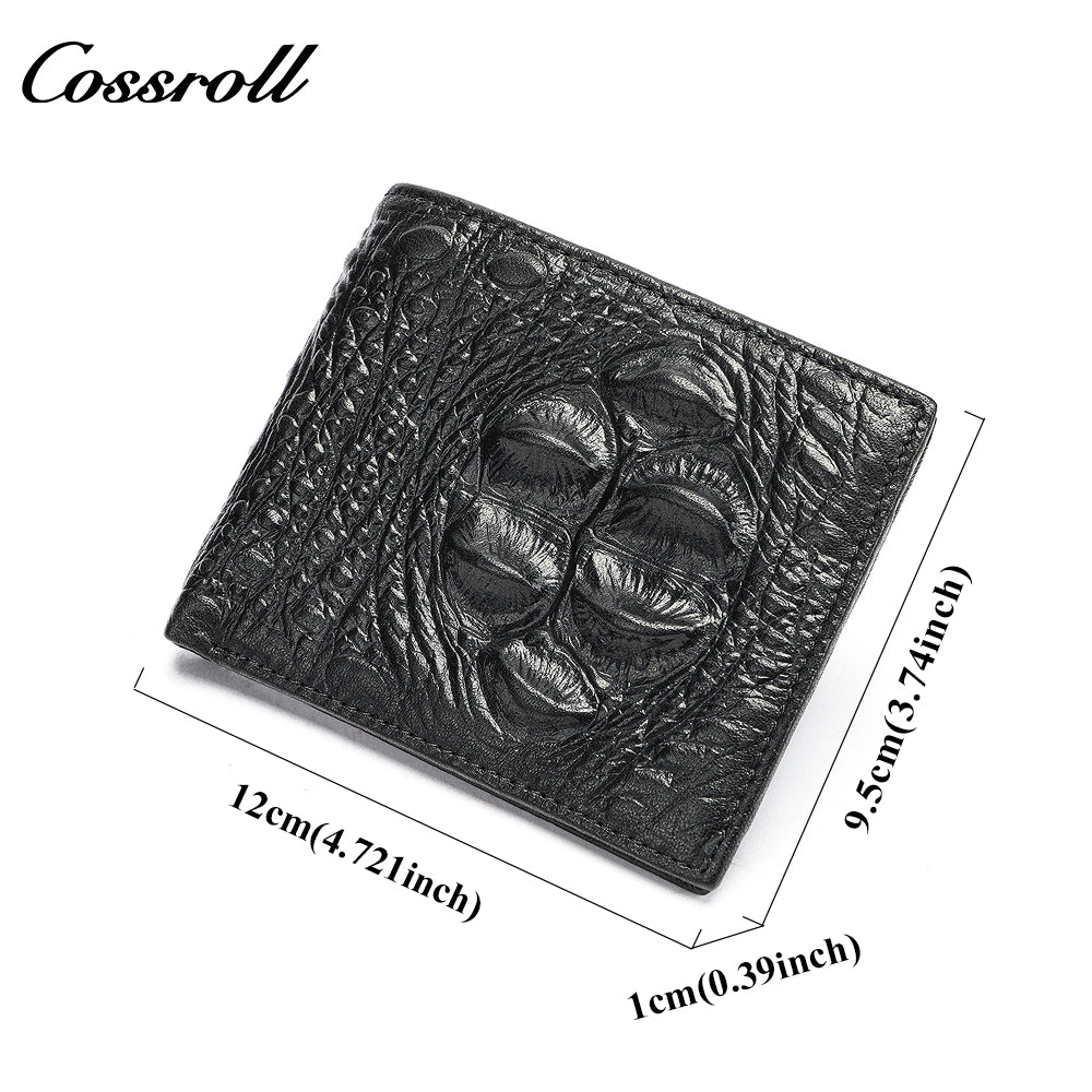 Crocodile Print Wallet Men's Long Genuine Leather Slim Soft Cowhide Money Clip