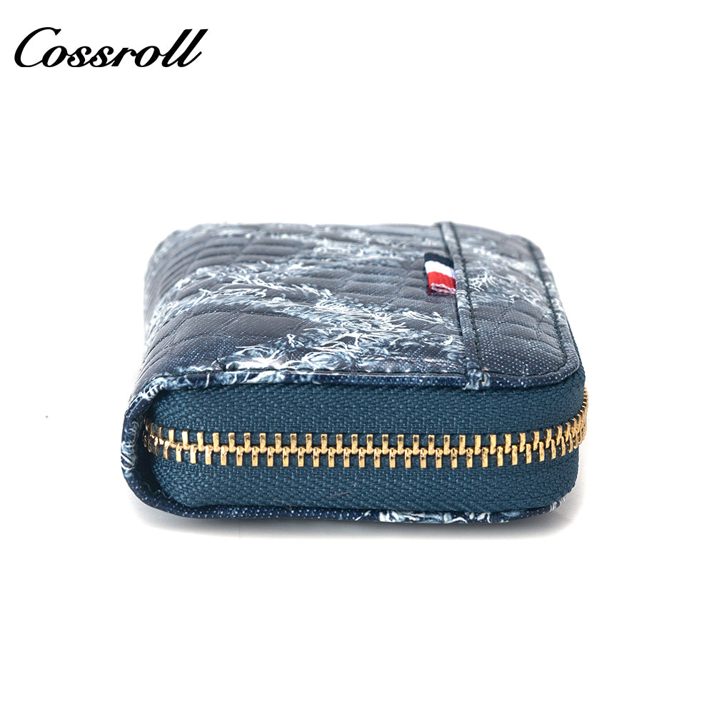 Customized Manufacturer leather luxury women small wallet organ card holder crocodile texture Genuine Leather