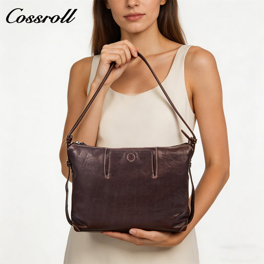 Genuine Leather Hobo Shoulder Bag for Women, Vintage Soft Leather Large Capacity Commuter Bag, Convertible Crossbody & Shoulder Bag