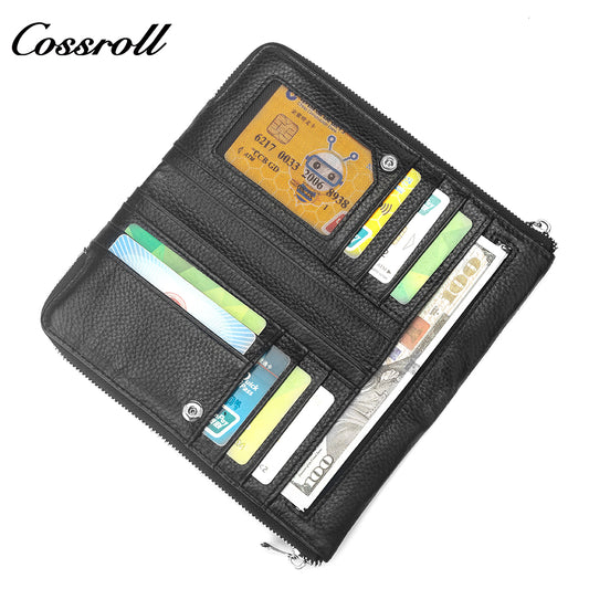 Most Popular best brand leather long wallet female Genuine Leather