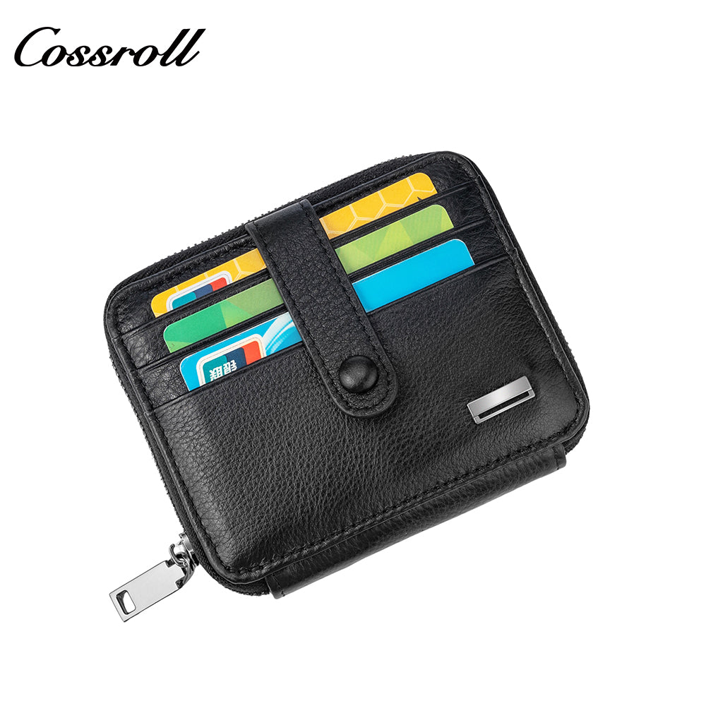 Multi-card zip plus enclosure casual head layer cowhide horizontal men's wallet