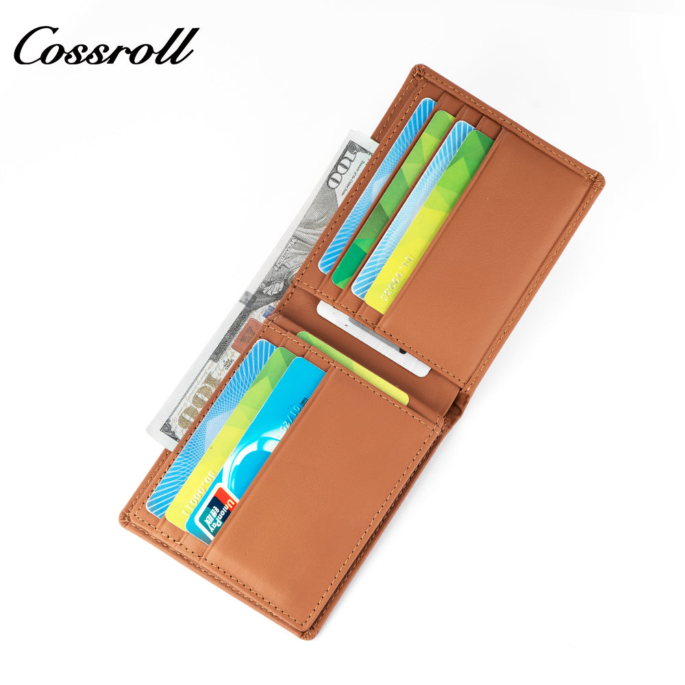 Europe and the United States to fold leather men's wallet short section bifold cowhide BOX type coin purse cloth