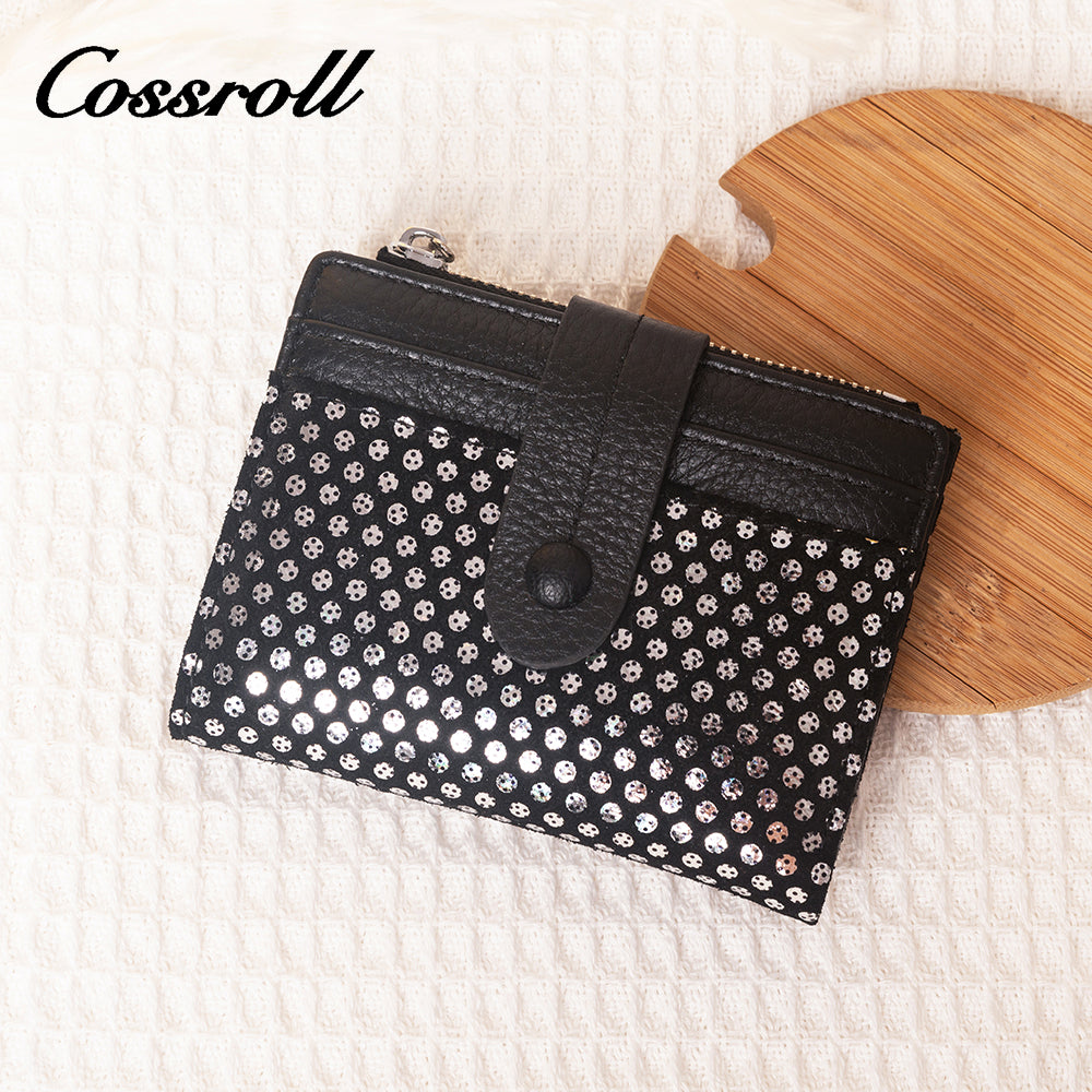 Brand New slim black leather wallet women With High Quality