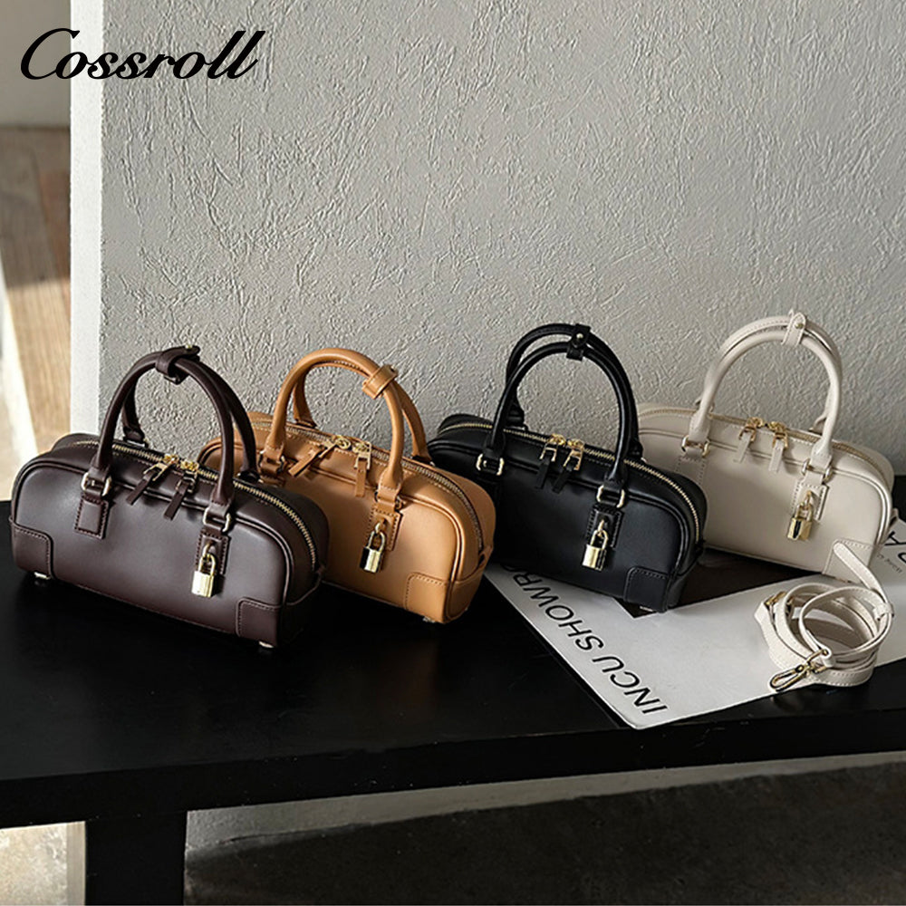 Genuine leather women's crossbody bag, new style cowhide Boston handbag