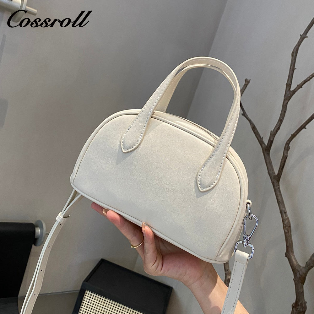 Genuine Leather Shoulder Crossbody Boston Bag Niche Vintage Tote Genuine Cowhide Bowling Bag
