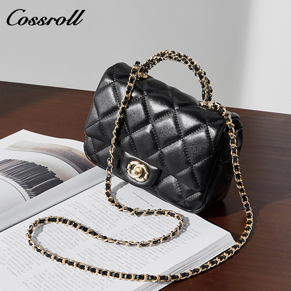Small perfume style metal chain diamond lattice handbags versatile shoulder crossbody antique women's bag