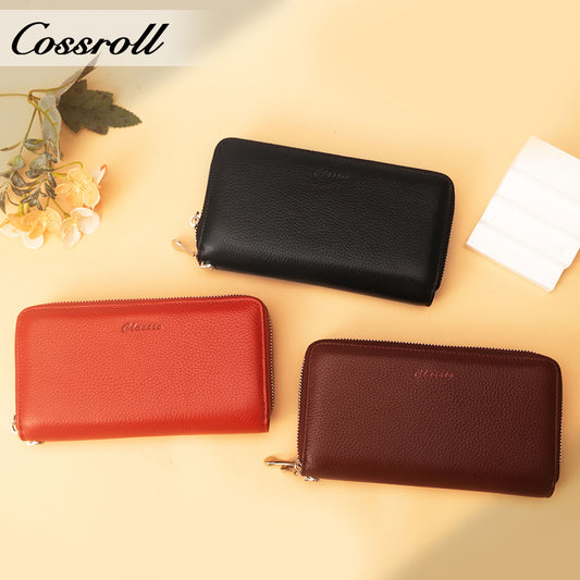 The Factory Produces genuine long card holder wallet geniune leather wallet Lychee leather