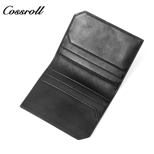 Diamond Quilted Genuine Leather Bifold Short Card Wallet, Ultra Slim Multi-Slot Business ID Card Holder