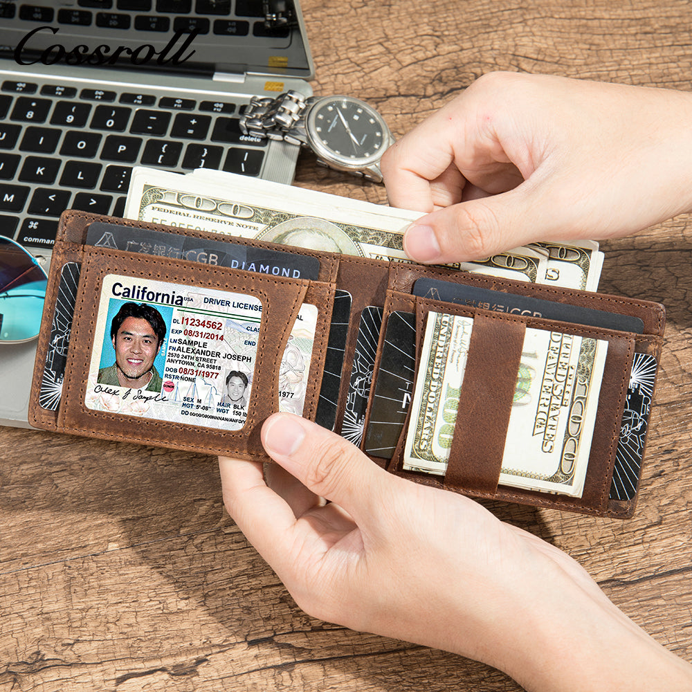 New airtag Wallet Men's Premium Sense RFID Anti-magnetic Anti-theft Brush Tracker Card Case Customized