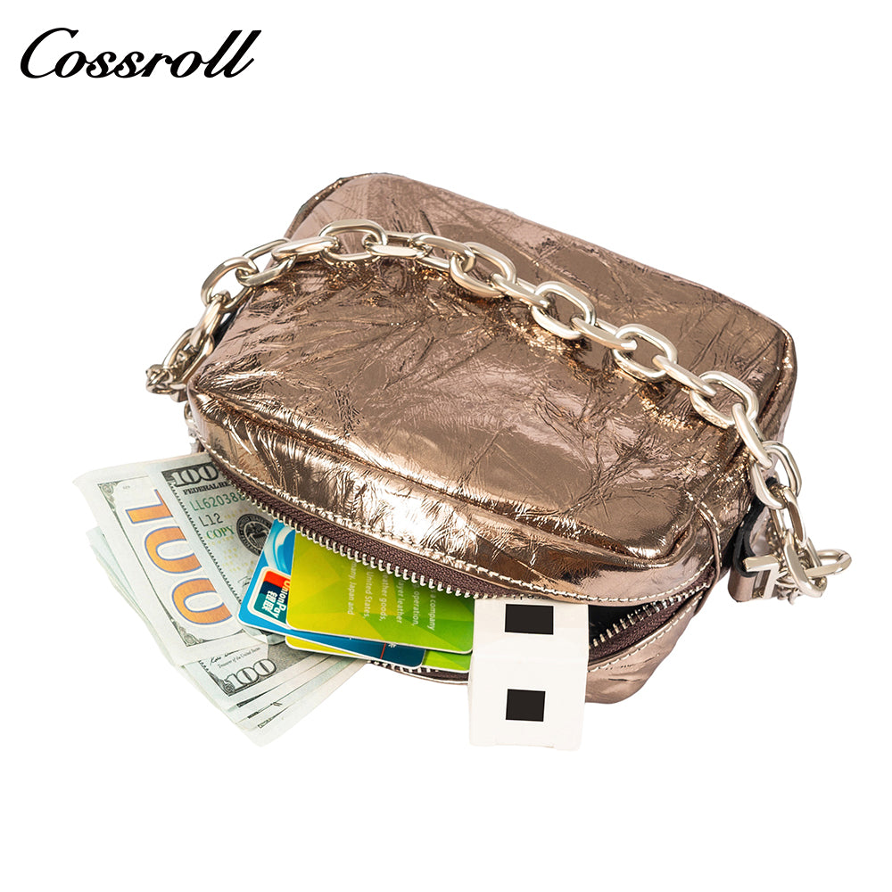 Europe and the United States wind patent leather shoulder crossbody bag small square bag camera bag