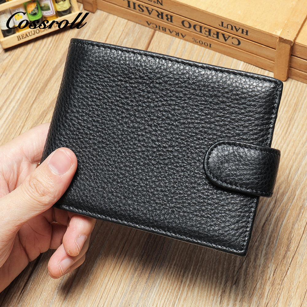 Cowhide short foreign trade head layer zipper buckle money clip new leather wallet change men's wallet
