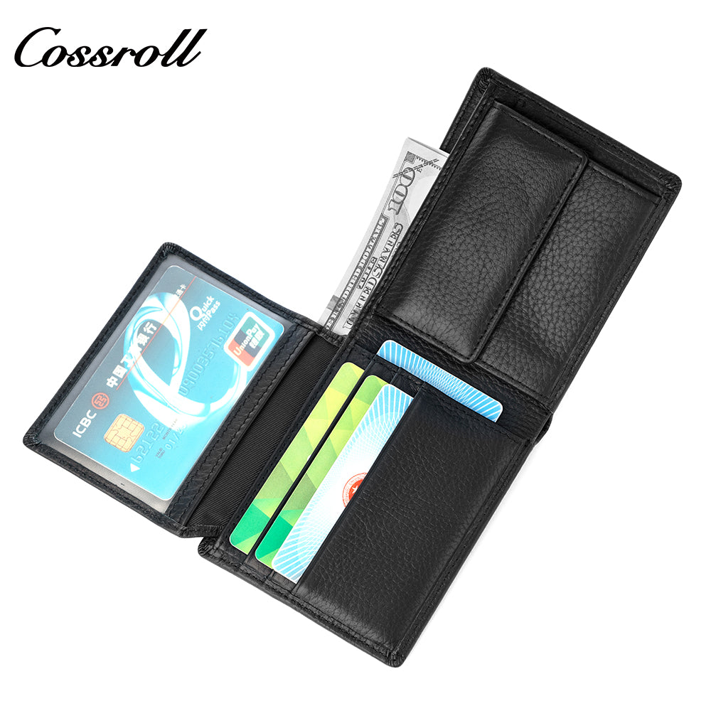 Factory customized cross-border head layer cowhide loose-leaf multi-card classic business wallet