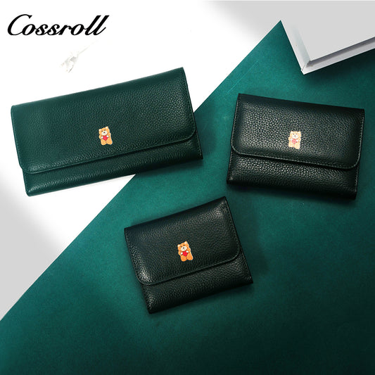 Innovative Design ladies purses multiple slots geniune leather wallet Lychee leather