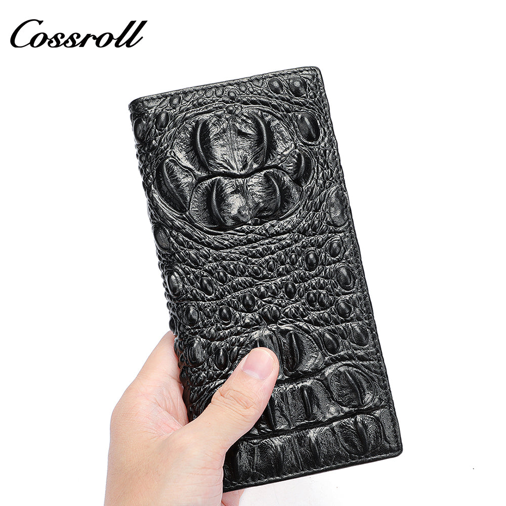 Crocodile Men's Wallet Handmade Genuine Crocodile Print Money Clip Business Large Capacity Leather Wallet