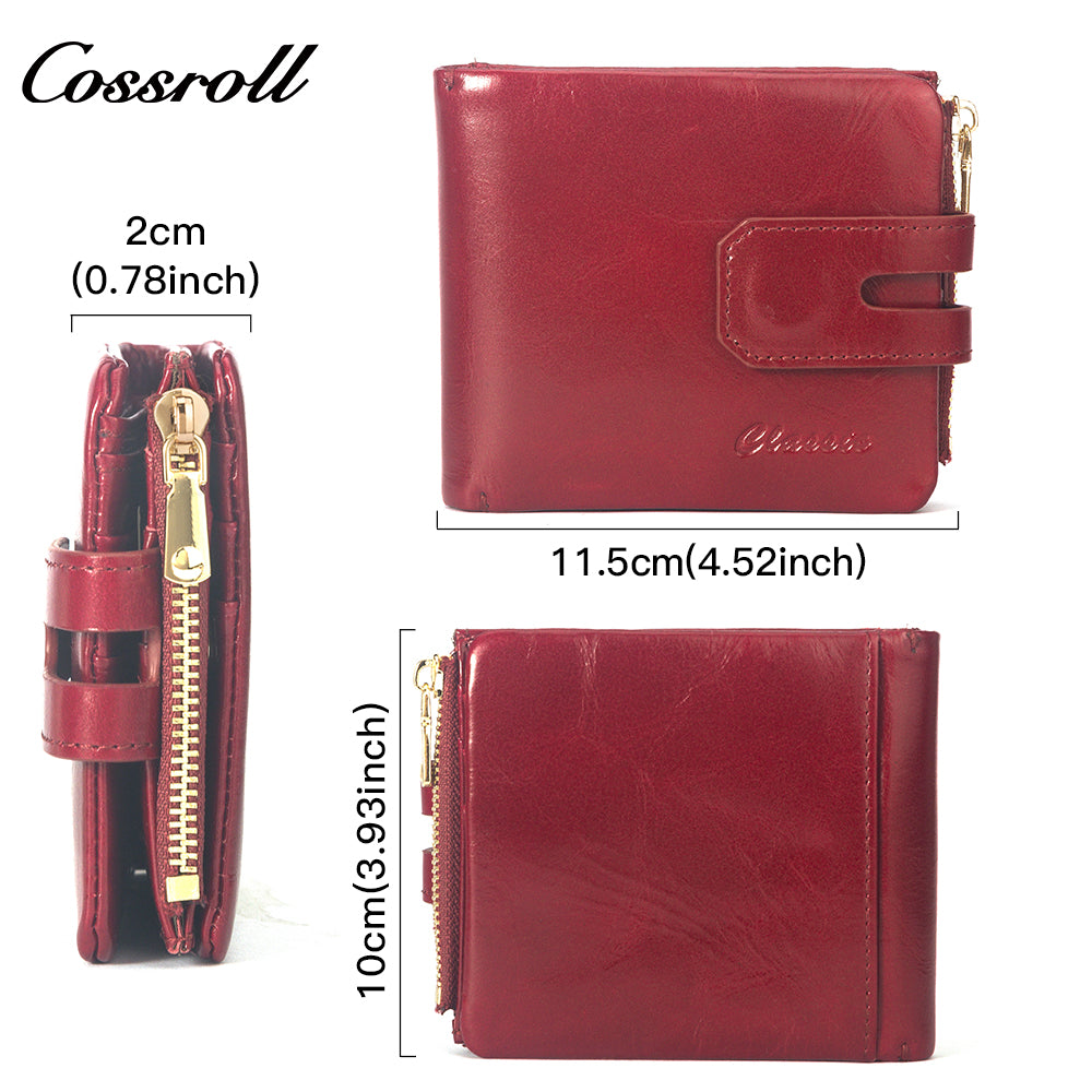 Women's purse short leather 2024 new explosive compact card wallet Delicate zipper change folder folding
