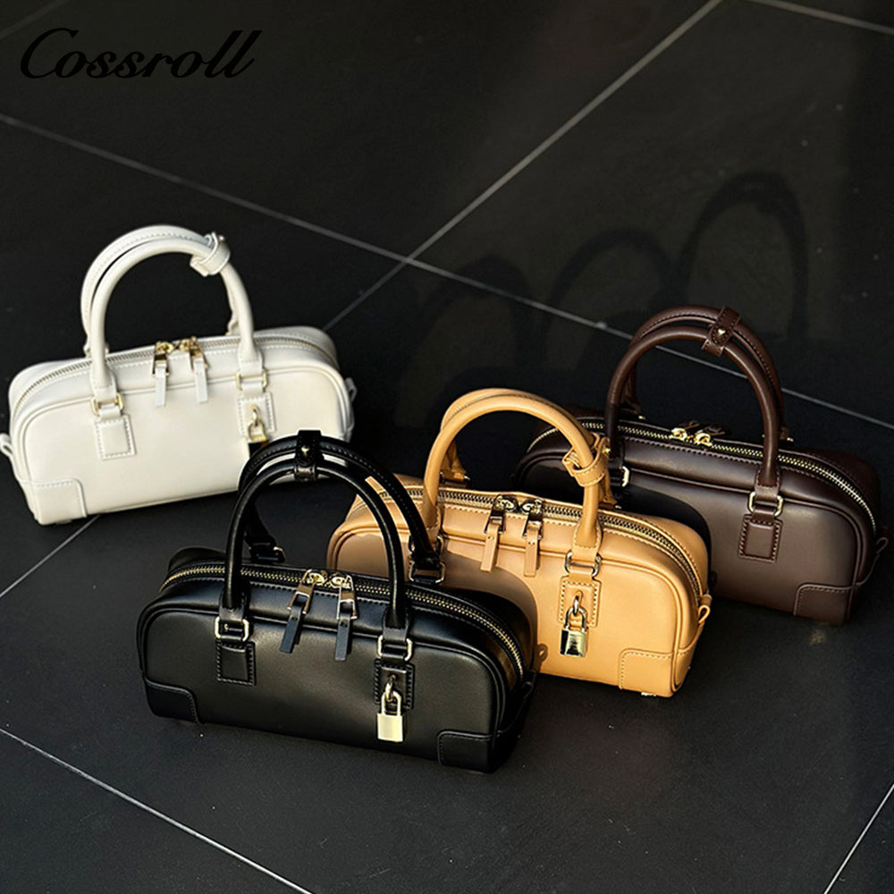 Genuine leather women's crossbody bag, new style cowhide Boston handbag