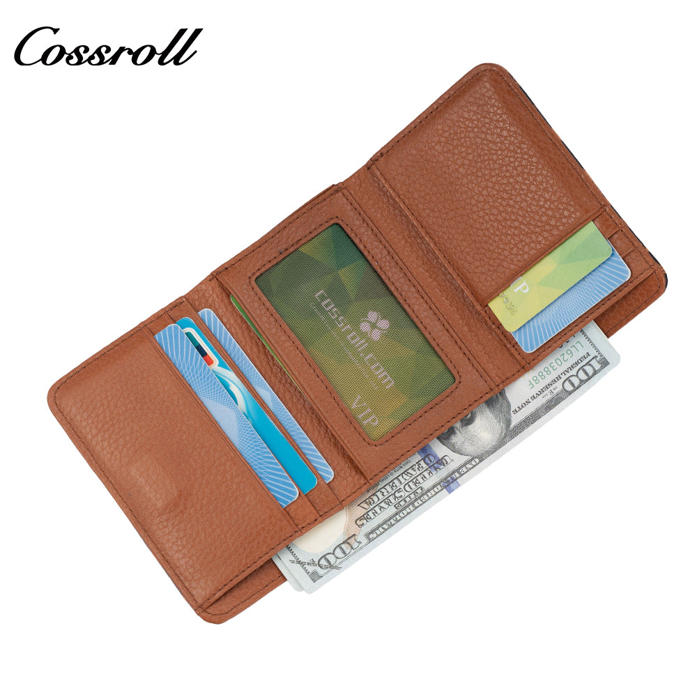 Women's Leopard Print Genuine Leather Wallet, Tri-fold, Large Capacity, Multi-functional, US Dollar Passport Wallet