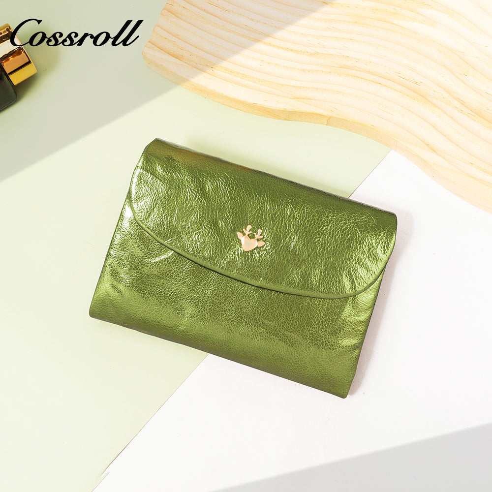 Genuine Leather Coin Purse Women's Head Layer Cowhide Compact Magnetic Buckle Zipper Wallet