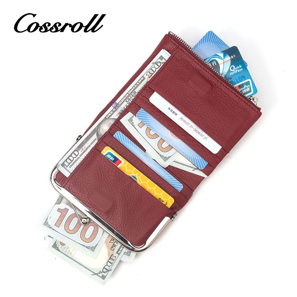 Wholesale Direct Sales red women's small leather bifold wallet With new materials