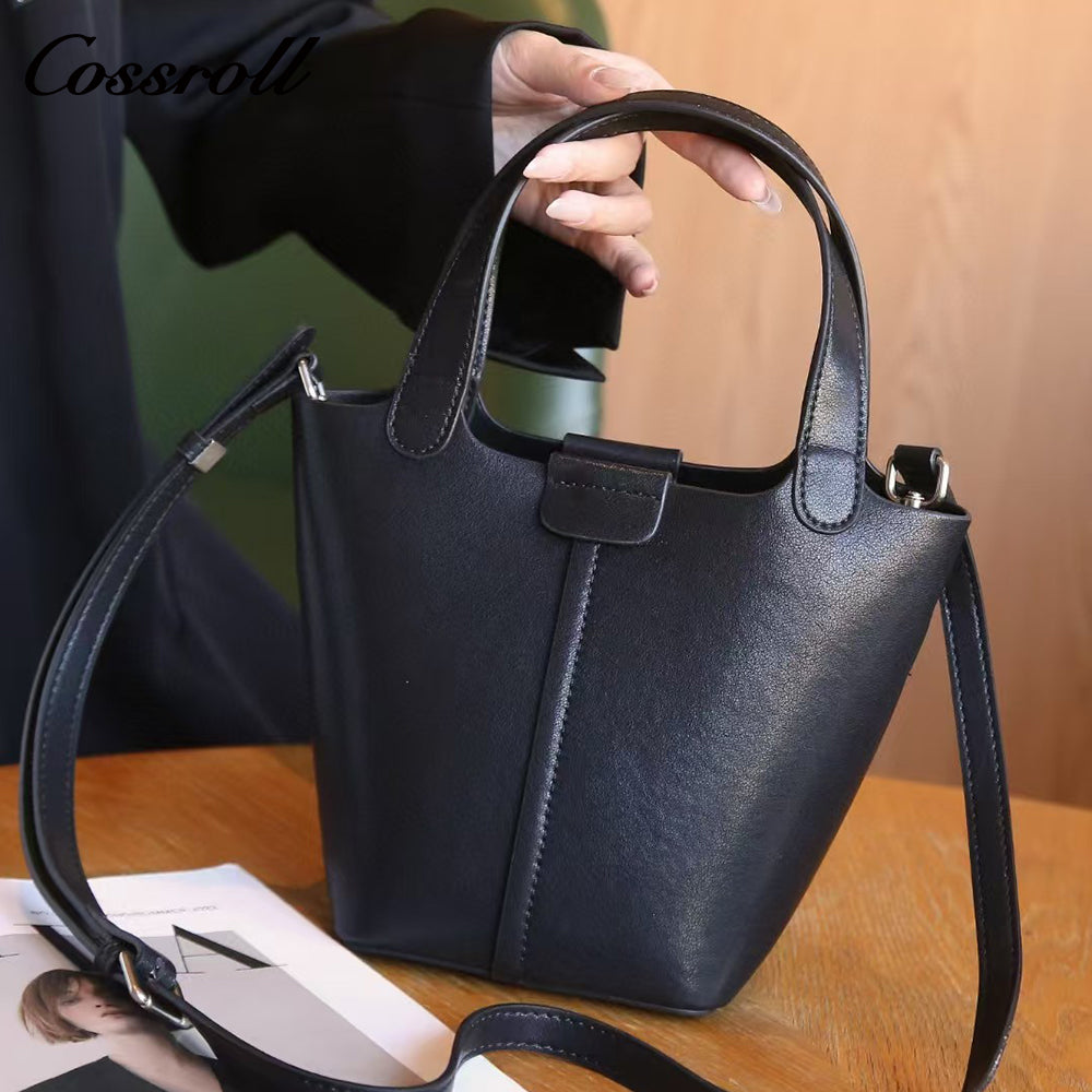 Vegetable Basket Bag Female Genuine Leather Commuter Niche Design Bucket Bag Head Layer Cowhide Single Shoulder Crossbody Bag
