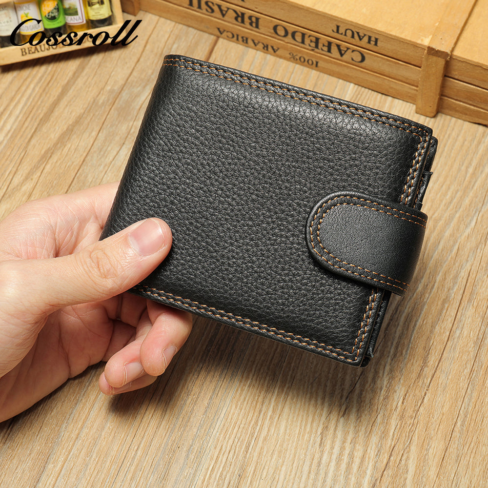 Short Genuine Leather Clutch Dollar Clip Coin Purse Multifunctional Cowhide Card Case Leather