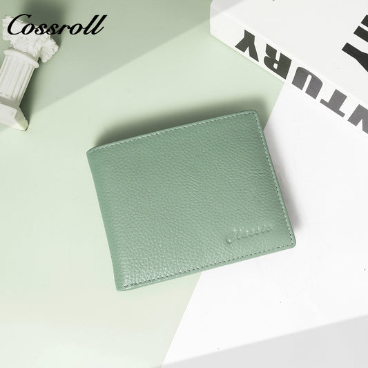 Factory custom short simple leather purse for women cowhide coin wallet for women purse money clip