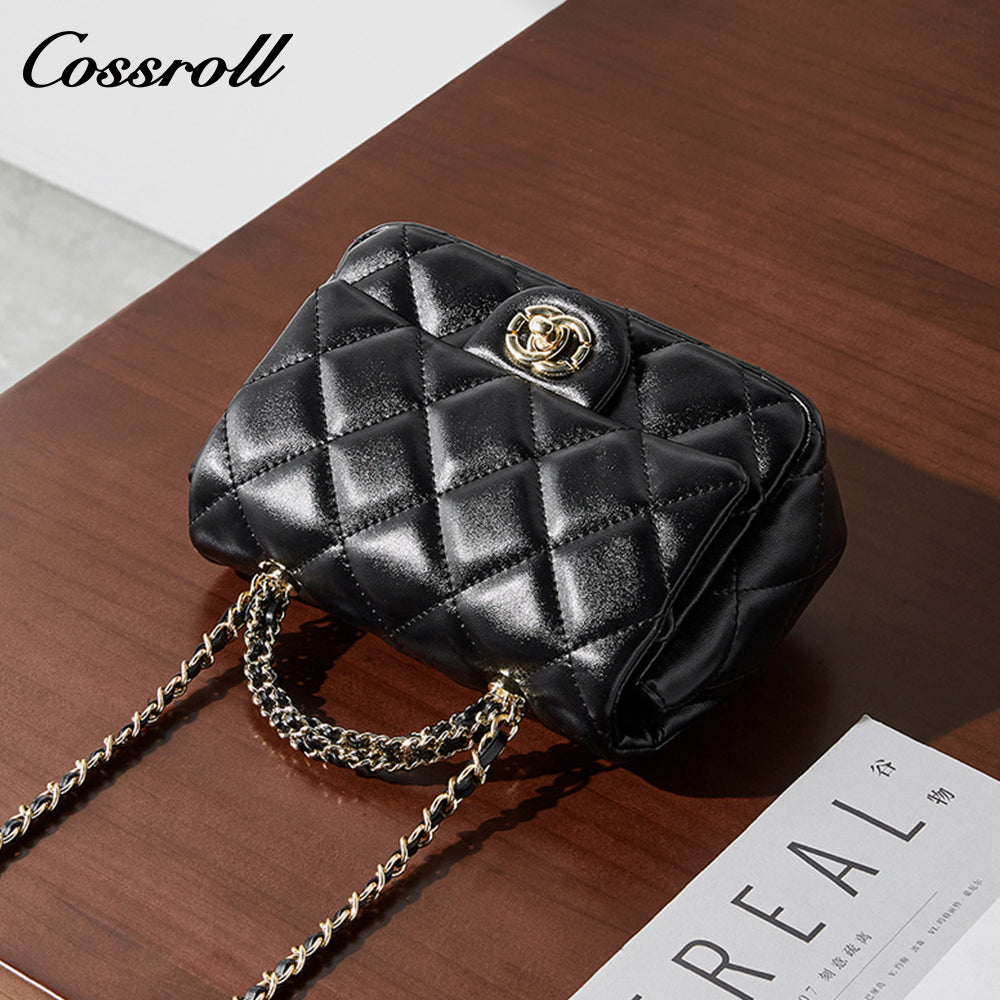 Small perfume style metal chain diamond lattice handbags versatile shoulder crossbody antique women's bag