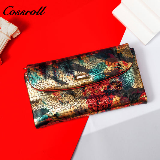 Most Popular best brand leather long wallet female Genuine Leather