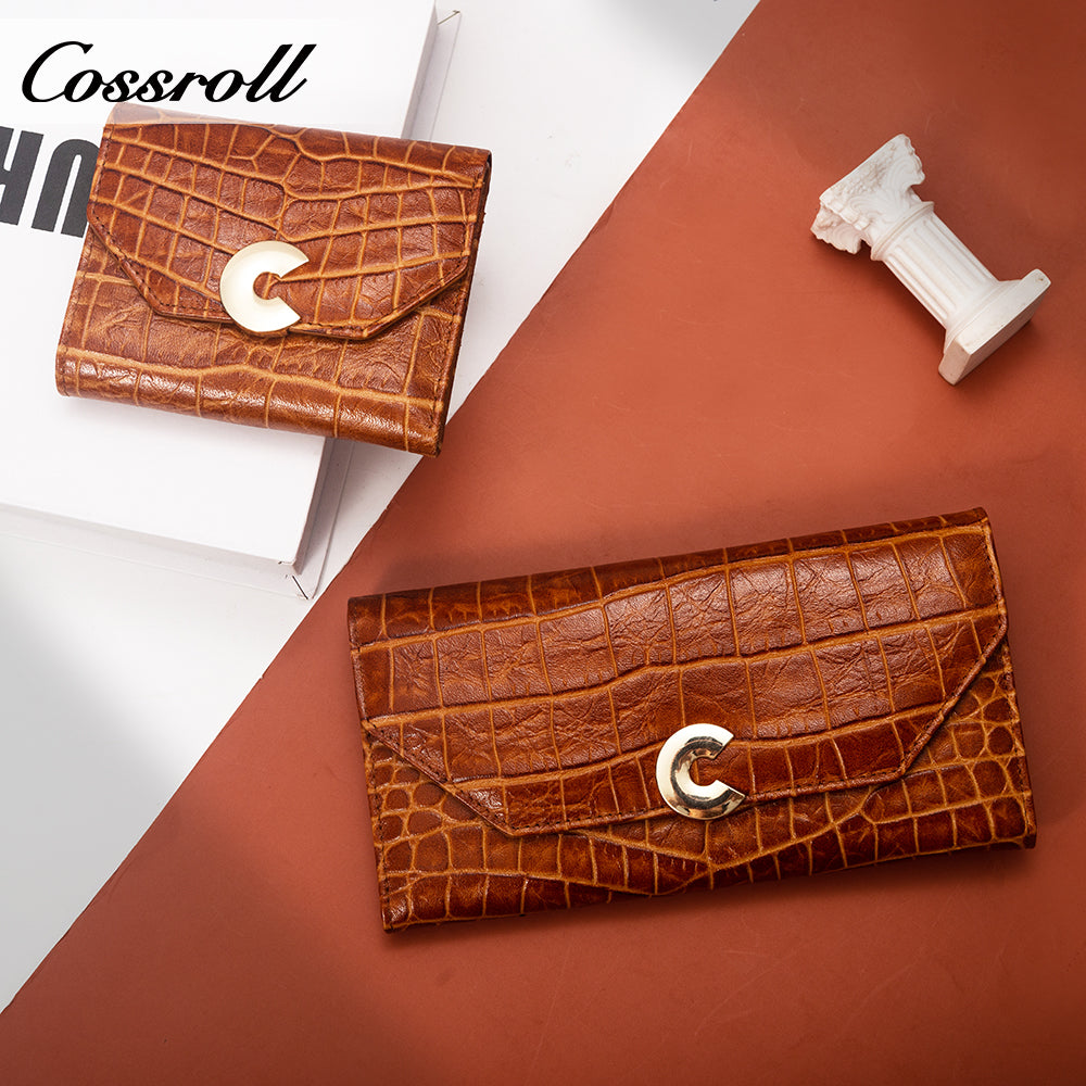 Factory Directly Supply Wallets for women crocodile texture patent leather