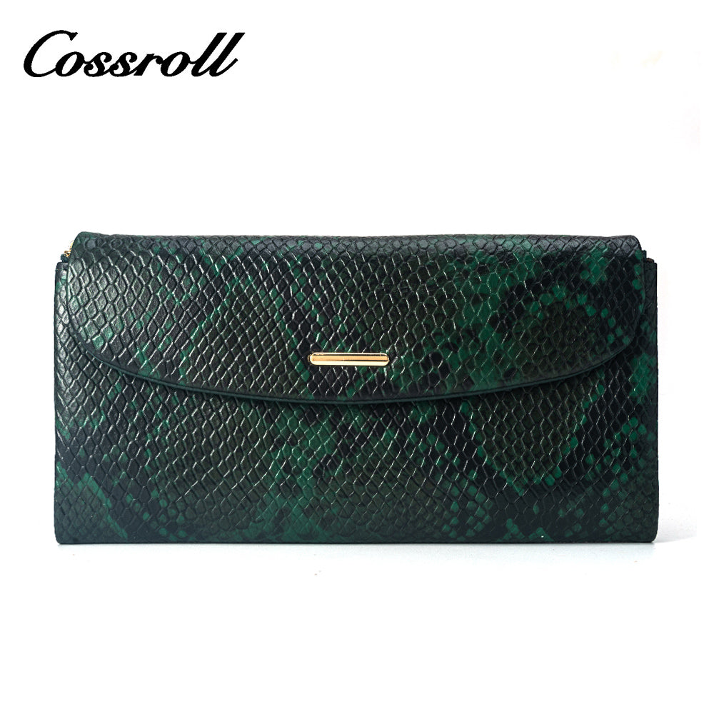 Factory direct sales of high quality luxury leather women python textured leather