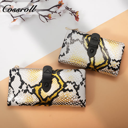 Manufacturers customized cross-border serpentine leather purse women's long cowhide women's wallet multi-layer multi-card large capacity