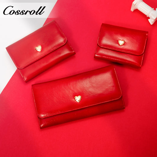 High Quality Wholesale ladies mens genuine leather purse handmade short wallets oil wax leather