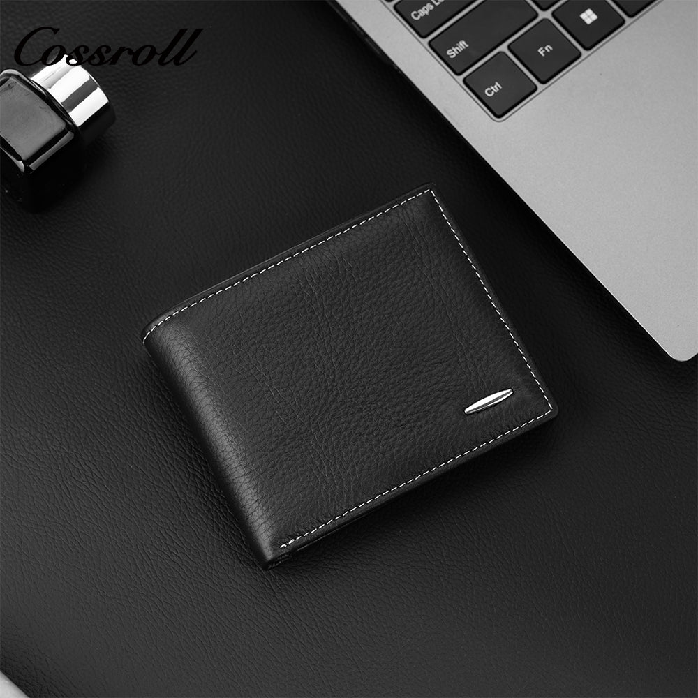 Factory customized cross-border head layer cowhide loose-leaf multi-card classic business wallet
