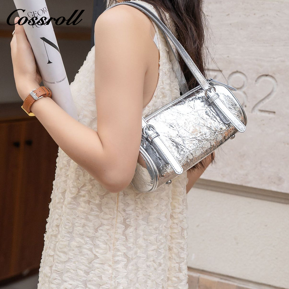 Shoulder Armpit Vintage Bag Bag Bag Bag Women's Premium Feeling Head Layer Leather Handheld Crossbody Bowling Bag