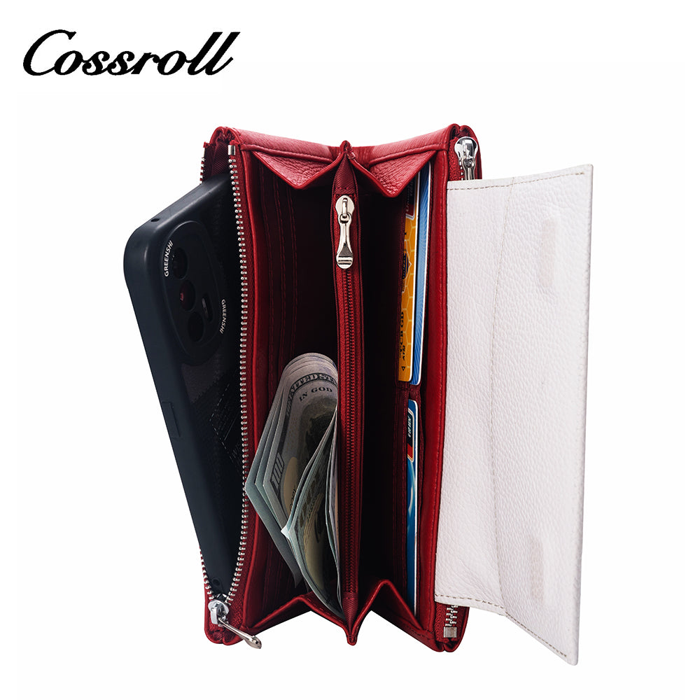 Leather hand handbag female pure cowhide long wallet 2024 new all-in-one large capacity mobile phone multi-card position