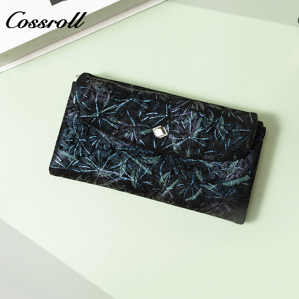 Leather women's purse Multi-functional pattern fashion short long cowhide wallet multi-card holding wallet factory custom